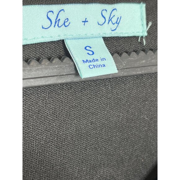 She + Sky Black White Tie Dye Bell Sleeve A-Line Dress Sz Small - Picture 5 of 12